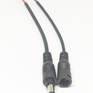1 Pair - 15cm Lockable Male & Female DC Power Connector To Bare Wire (Black)